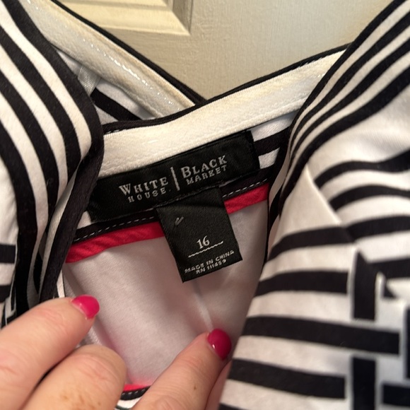 Black and white patterned strapless dress size 16 - Picture 3 of 6